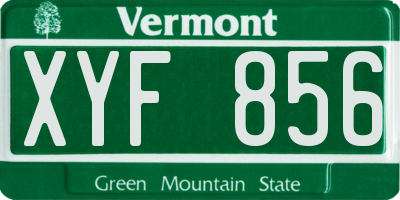 VT license plate XYF856