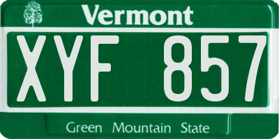 VT license plate XYF857