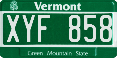 VT license plate XYF858