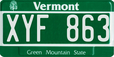 VT license plate XYF863