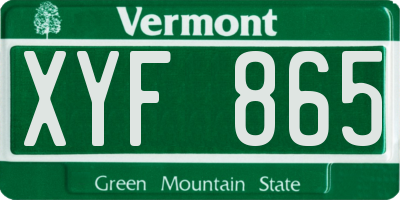 VT license plate XYF865