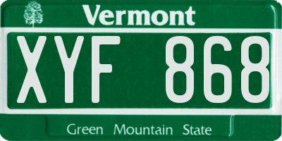 VT license plate XYF868