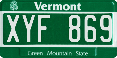 VT license plate XYF869