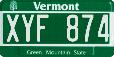 VT license plate XYF874