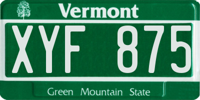 VT license plate XYF875