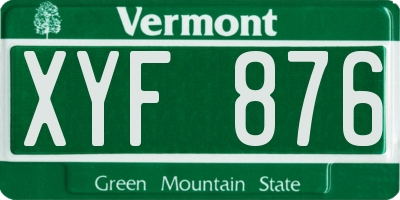 VT license plate XYF876