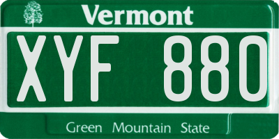 VT license plate XYF880