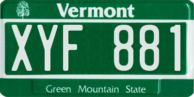 VT license plate XYF881