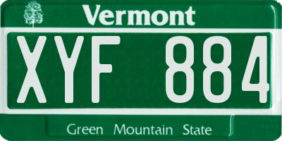 VT license plate XYF884