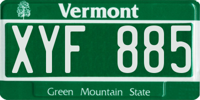 VT license plate XYF885