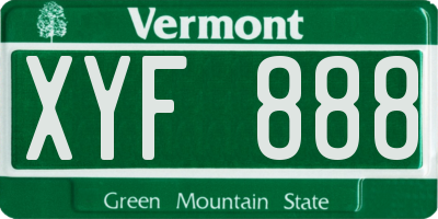 VT license plate XYF888