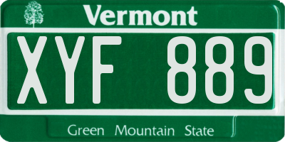 VT license plate XYF889