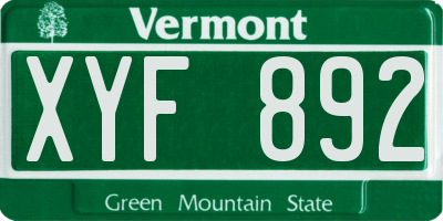 VT license plate XYF892