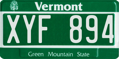 VT license plate XYF894