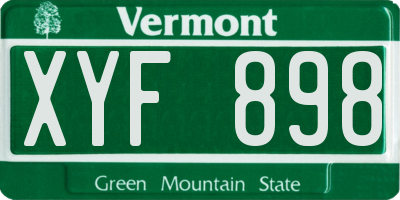 VT license plate XYF898