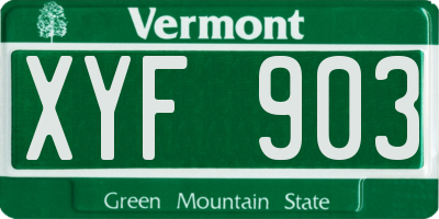VT license plate XYF903