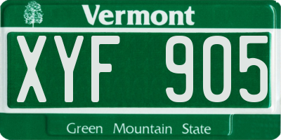 VT license plate XYF905