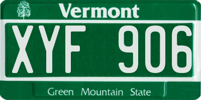 VT license plate XYF906