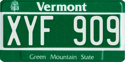 VT license plate XYF909