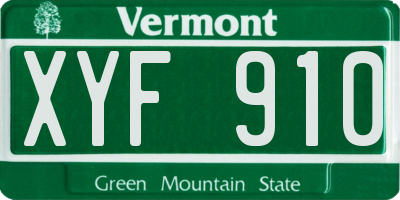 VT license plate XYF910