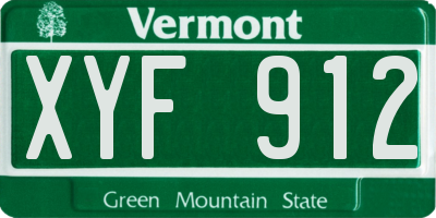 VT license plate XYF912