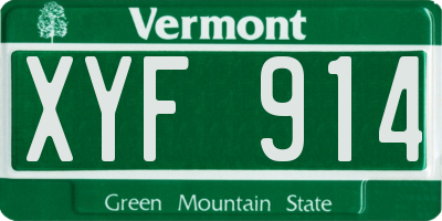 VT license plate XYF914