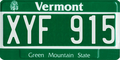 VT license plate XYF915