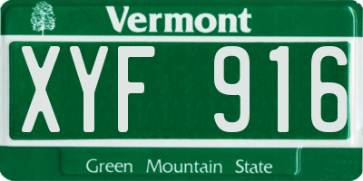 VT license plate XYF916