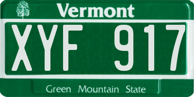 VT license plate XYF917