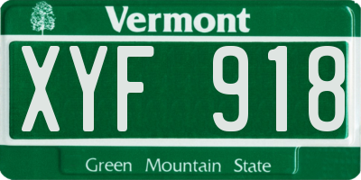 VT license plate XYF918