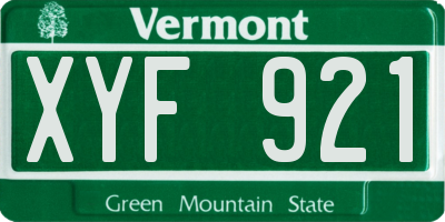 VT license plate XYF921