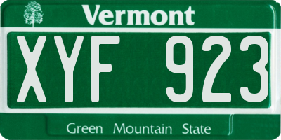 VT license plate XYF923