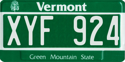 VT license plate XYF924