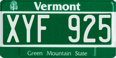 VT license plate XYF925