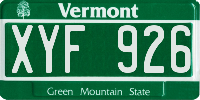 VT license plate XYF926