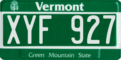 VT license plate XYF927