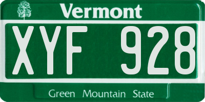 VT license plate XYF928