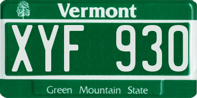 VT license plate XYF930