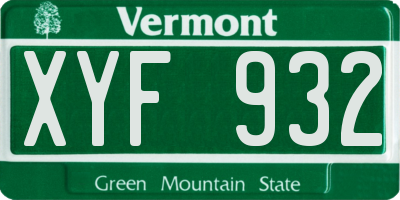 VT license plate XYF932