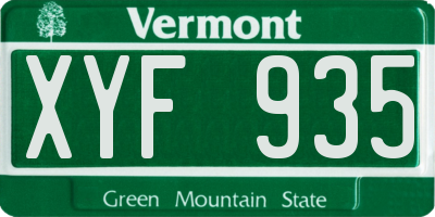 VT license plate XYF935