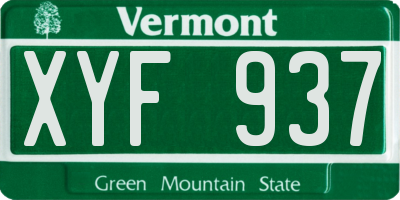 VT license plate XYF937