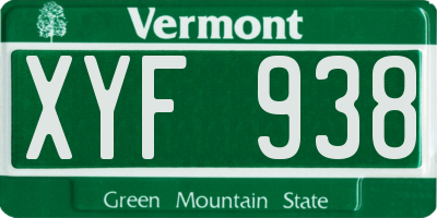 VT license plate XYF938