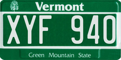 VT license plate XYF940