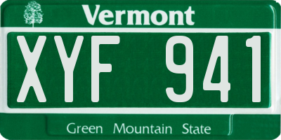 VT license plate XYF941
