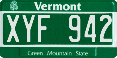 VT license plate XYF942