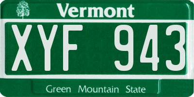 VT license plate XYF943