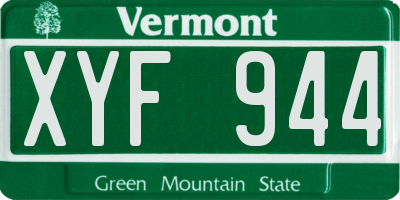 VT license plate XYF944