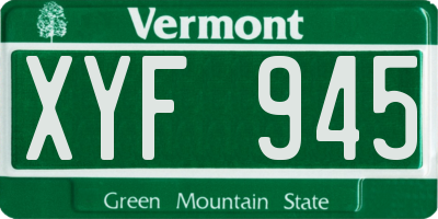 VT license plate XYF945