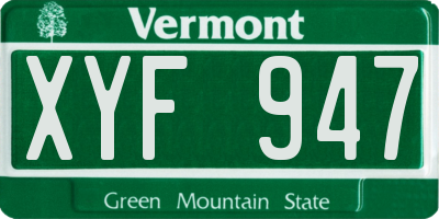 VT license plate XYF947