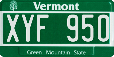 VT license plate XYF950
